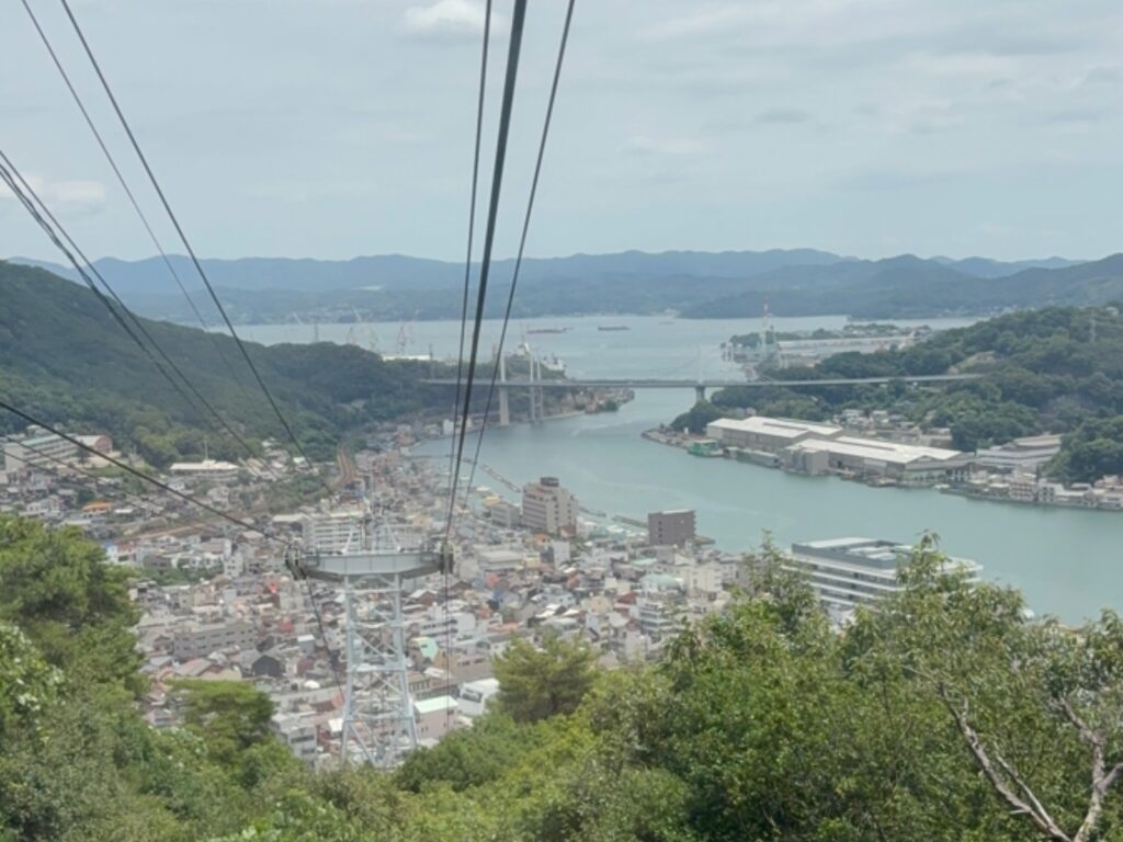 千光寺山ロープーウェイから見た尾道の街並みと尾道水道